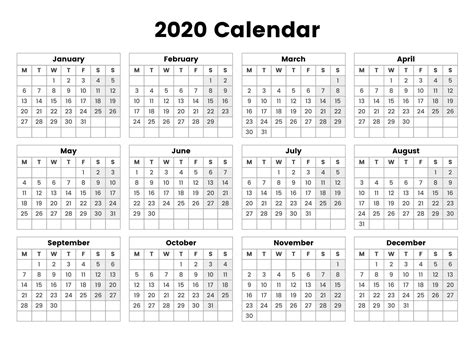 A Year Calendar On One Page Calendar Printables Free Templates