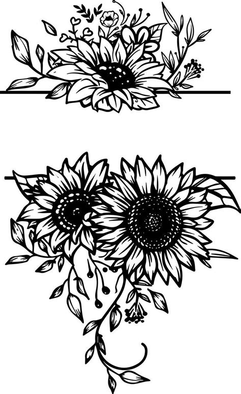 Sunflower 10 In 2022 Flower Drawing Tutorials Pyrography Patterns