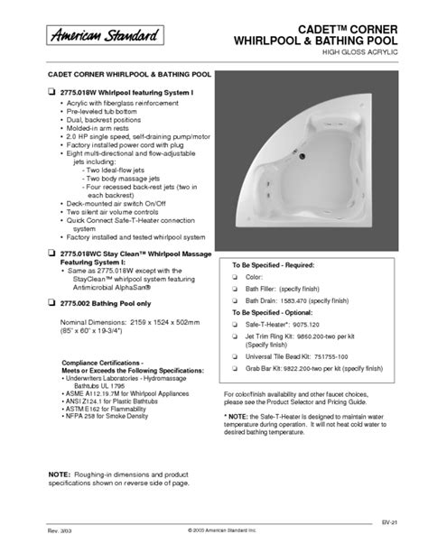 American standard whirlpool tubs parts style, cart. Hot Tub - Users Guides "Hot Tub" | Page 45