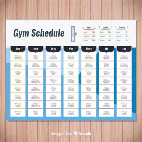 Free Vector Modern Gym Schedule Template With Flat Design