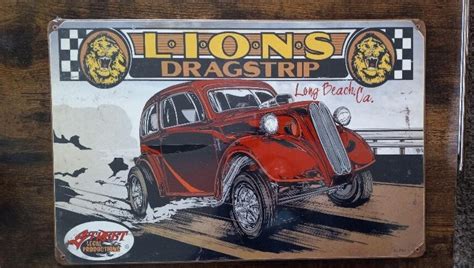 Lions Drag Strip Metal Sign Rod Muscle Cars Bar Home Office Etsy