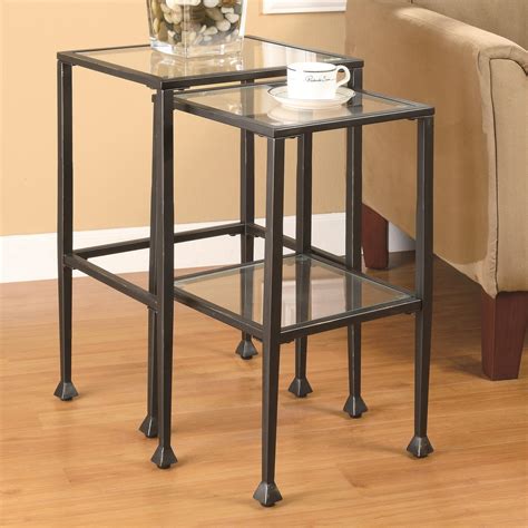 Coaster Nesting Tables 2 Piece Glass And Metal Nesting Tables Value