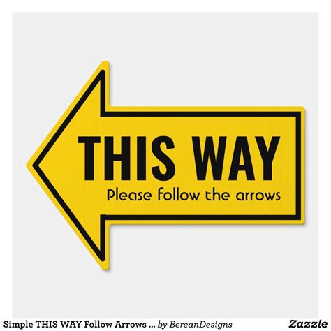 Simple This Way Follow Arrows Custom Yellow Black Sign Zazzle