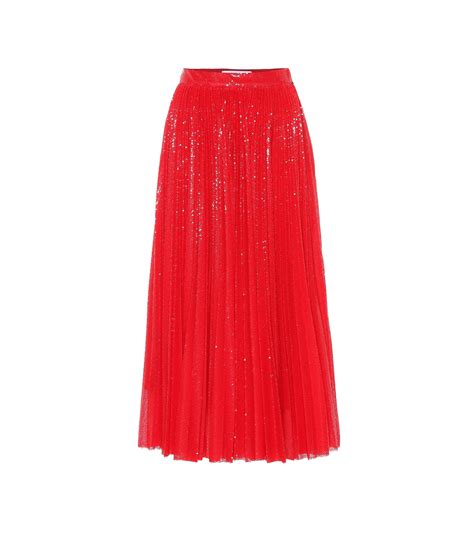 Msgm Sequined Pleated Midi Skirt In Red Save 50 Lyst