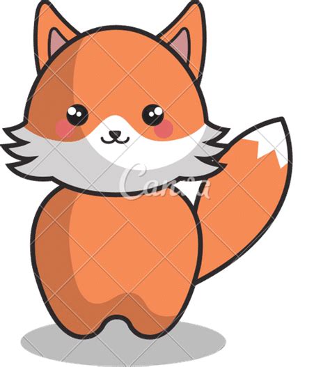 Cute Fox Kawaii Style 素材 Canva可画