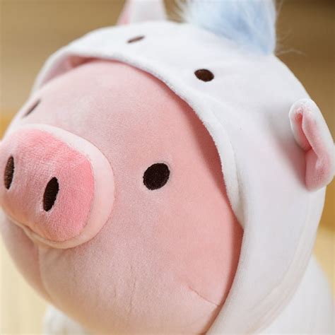 Miniso Sitting Piglet Plush Toy With Unicorn Hoodie Series 118 Cute