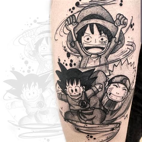 Goku Naruto And Luffy Tattoo Anime Desenhos Para Tatuagem De Cruz