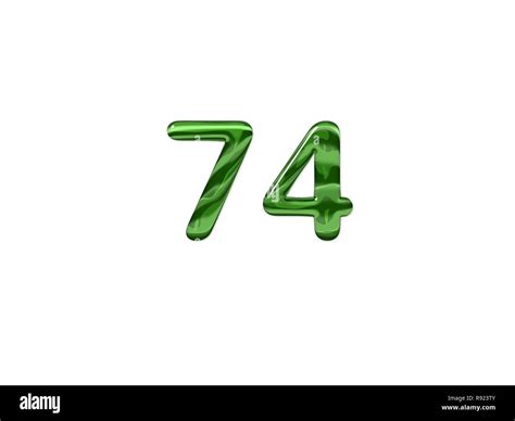 Green Number 74 Isolated White Background Stock Photo Alamy