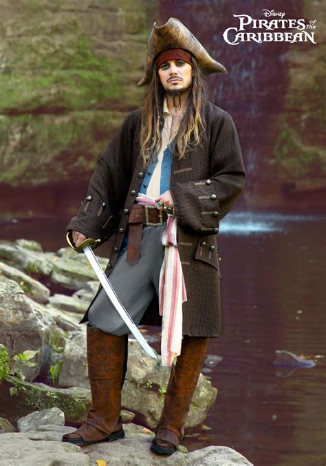 Mens Clothing Pirates Of The Caribbean Jack Sparrow Coat Suit Cosplay Costume Attire Jacket Men