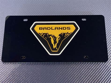 Lazer Tag Acrylic License Plate Black Plate Bronco Badlands Badge
