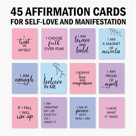 45 Positive Affirmation Card Deck Vision Board Printables Cards For