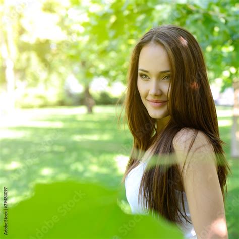 Young Beautiful Lady Outdoor Portrait Girl With Long Brown Hair Buy