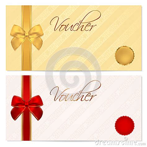 voucher gift certificate coupon template bow royalty  stock