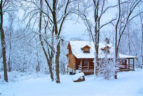 Log Cabin Winter Wallpapers Wallpapersafari