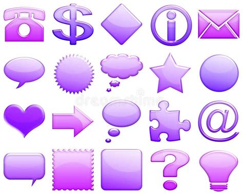 Purple Glossy Icon Set Stock Illustration Illustration Of Icons 5424207