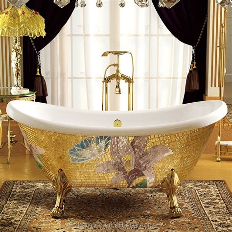 Acrylic Gold Freestanding Deep Portable Bathtub For Sale With Four Legs