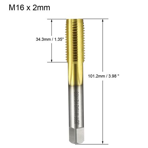 Metric Taps M16 X 2mm Pitch H2 Right Hand Thread Plug Tap Hss Ti Coated