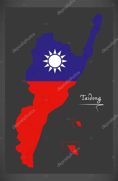Taidong Taiw N Mapa Con Ilustraci N De La Bandera Nacional De Taiw N