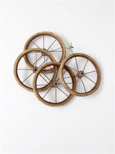 Vintage Carriage Wheels Set Of 4 Small Spoke Wheels Etsy