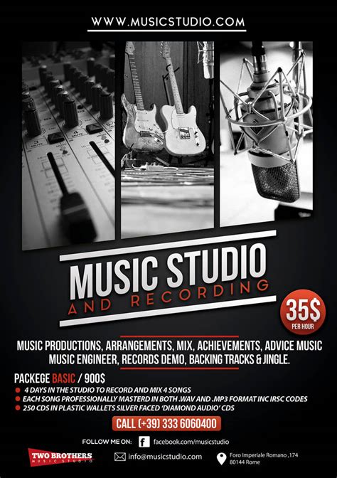 Music Recording Studio Flyer Poster By Giunina On Deviantart