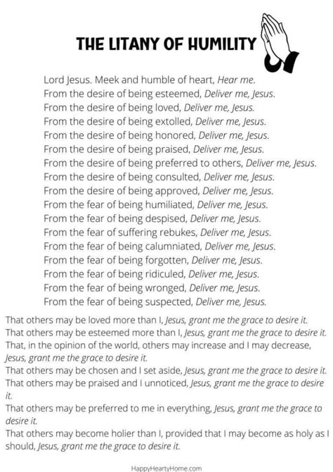 Litany Of Humility Prayer With Free Printable Card And Pdf