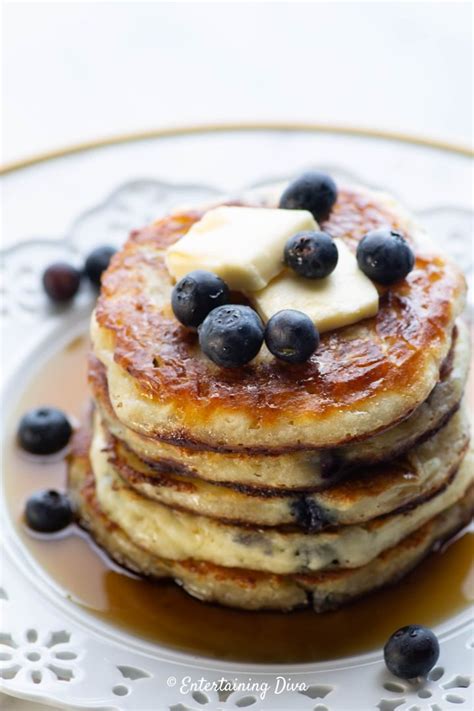 Light And Fluffy Buttermilk Blueberry Pancakes With A Gluten Free