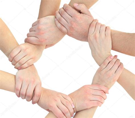 Business People Joining Hands In A Circle In The Office — Stock Photo