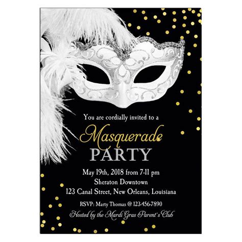 Masquerade Invitation Printable Or Printed With Free Shipping Any