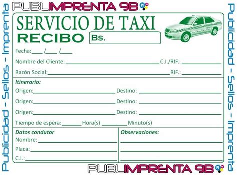 Recibo De Taxi Para Imprimir