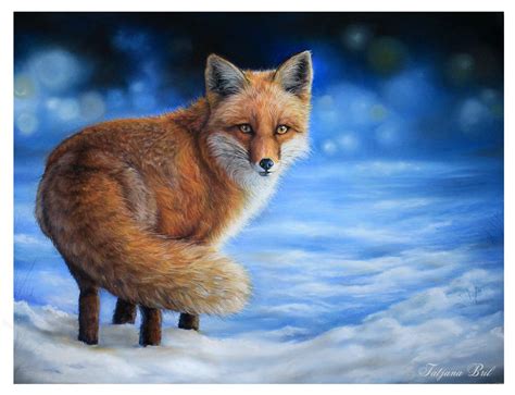 Fox In The Snow Pastel Drawing By Tatjana Bril Artfinder