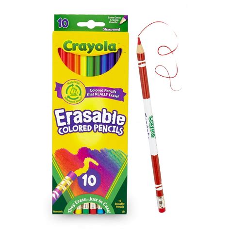 Crayola Erasable Colored Pencils Assorted Colors Beginner Child 10
