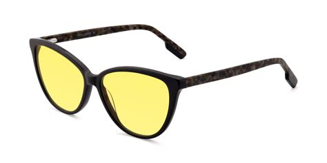 Coffee Retro Vintage Acetate Cat Eye Tinted Sunglasses With Medium Yellow Sunwear Lenses 17324