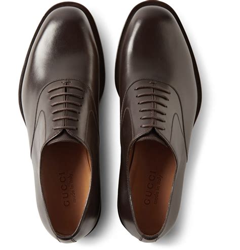 Gucci Dark Brown Leather Oxford Shoes For Men Lyst