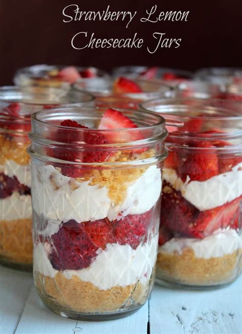 Healthy No Bake Strawberry Lemon Cheesecake Jars