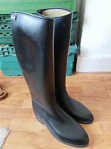 Aigle Coupe Saumur Black Rubber Riding Boots Size 42 Uk 8 Calf S 10