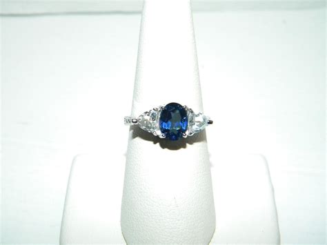 Avon Sterling Silver Classic Gem Ring Rings Sapphire Color Size 7 New
