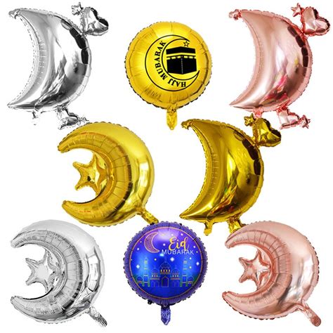 50pc Golden Ramadan Eid Festival Balloon Moon Star Aluminum Film