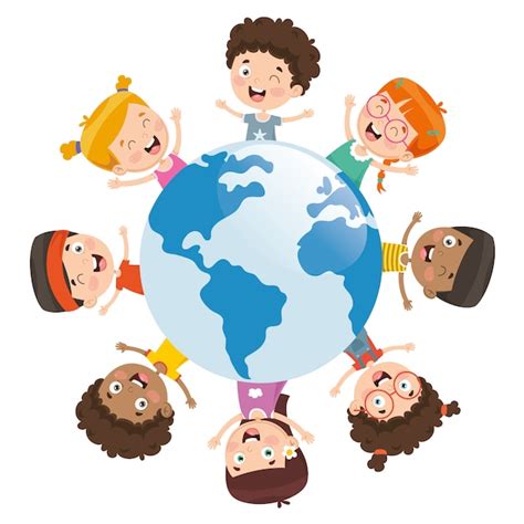 Happy Children Around The World Illustration Royalty Free Svg Clip