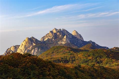 Bukhansan National Park At Sunrise In Seoul South Korea Stock Image