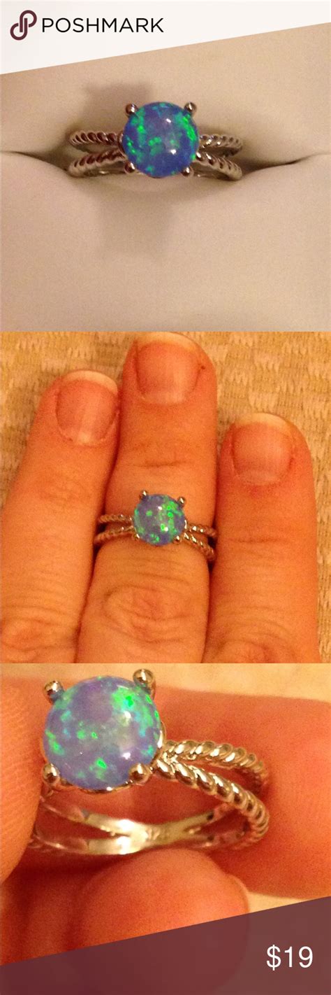 😘sold😘blue Opal Ring Sterling Silver Blue Opal Ring Blue Opal