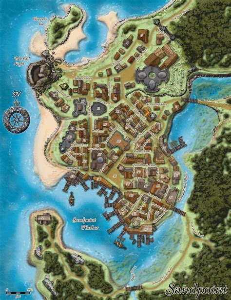 Sandpoint Golarion Pathfinder Rpg Paizo Fantasy City Map Fantasy