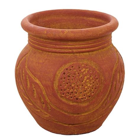 10 In Terra Cotta Clay Round Burende Planter Le 2113 12 The Home Depot