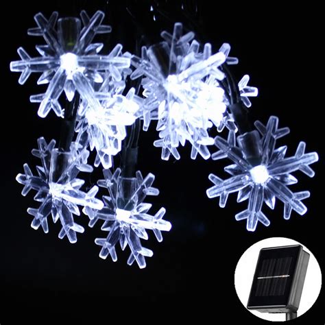 Solar Led Snowflake String Lights 5 52m Waterproof Fairy Lights