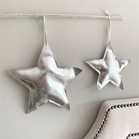 Silver Fabric Star Hanging Decoration 33625 Christmas Hanging