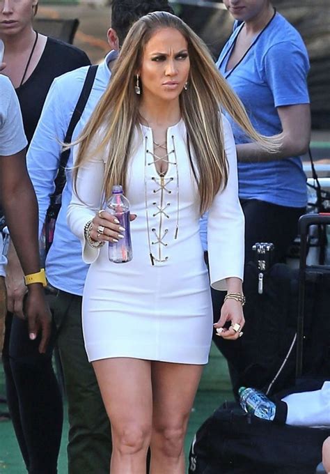 Jennifer Lopez In White Dress On The Set Of American Idol In Hollywood