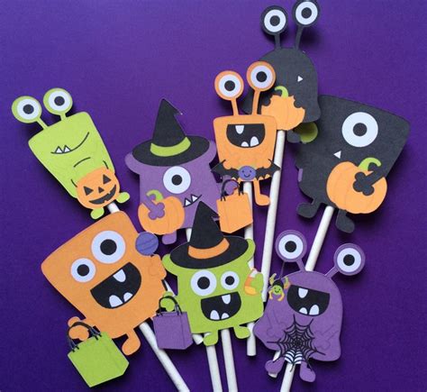Halloween Cupcake Toppers 8 Monsters Cupcake Toppers Halloween Monster