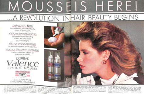 Get great deals on ebay! 1980s ad for L'Oréal Valence hair styling mousse