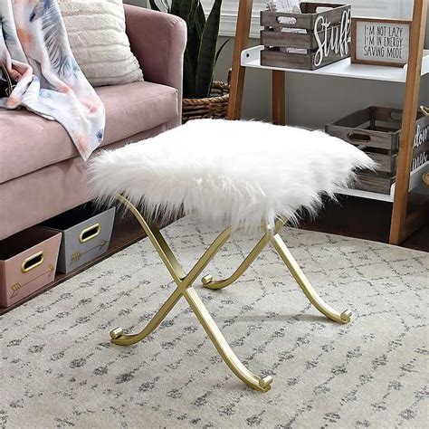 White fur desk chair with gold legs. White Fur and Gold Legs Ottoman (With images) | Gold legs ...