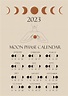 Moon phases calendar 2023 with a girl line. Waning gibbous, Waxing ...