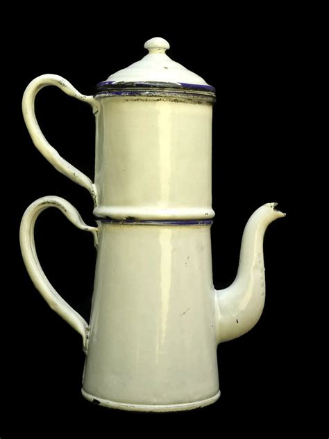 Vintage French Enamelware Coffee Pot